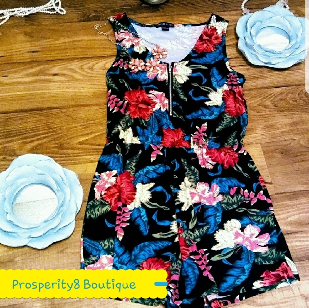 "Tropical Den" Floral Romper